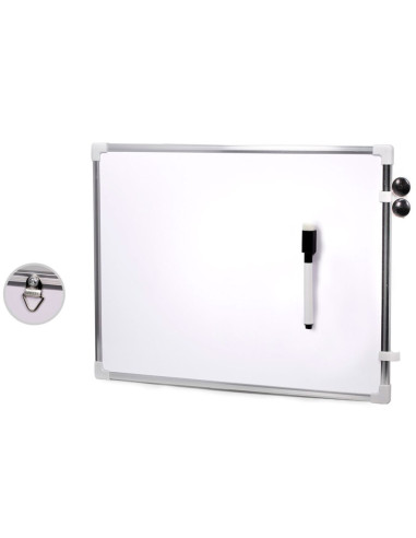 Tradineur - Pizarra Magnética de doble cara con bolígrafo y 2 imanes - Marco de Aluminio - Fácil de borrar y colocar - Ideal par