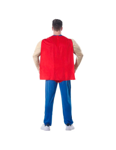 Tradineur - Disfraz de Beerman para adulto, poliéster, incluye mono, capa y cinturón para cervezas, superhéroe, atuendo musculos