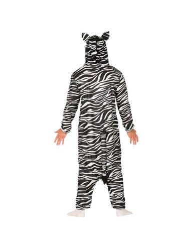 Tradineur - Disfraz de cebra para adulto, poliéster, incluye mono con capucha y cola, atuendo de carnaval, Halloween, cosplay (H