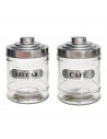 Set de azucarero y tarro para café de cristal 700 ml, botes para azúcar y café transparentes con tapa de aluminio 14,5 x 10 cm,