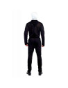 Tradineur - Disfraz de esqueleto, mono de color negro con diseño de huesos color blanco para adultos para carnaval, halloween y