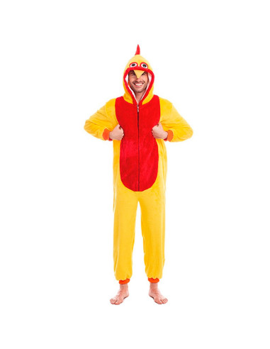 Tradineur - Disfraz de gallo para adulto, poliéster, incluye mono con capucha, atuendo divertido de carnaval, Halloween, cosplay