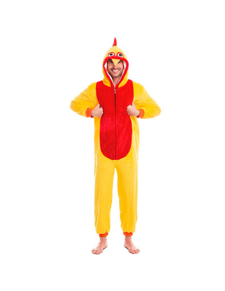 Tradineur - Disfraz de gallo para adulto, poliéster, incluye mono con capucha, atuendo divertido de carnaval, Halloween, cosplay