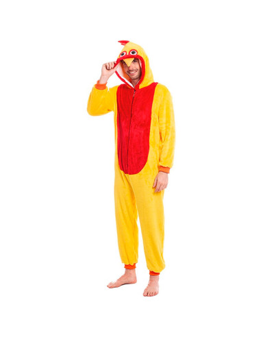Tradineur - Disfraz de gallo para adulto, poliéster, incluye mono con capucha, atuendo divertido de carnaval, Halloween, cosplay