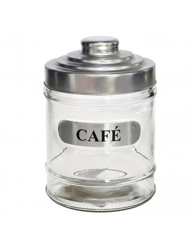 Set de azucarero y tarro para café de cristal 700 ml, botes para azúcar y café transparentes con tapa de aluminio 14,5 x 10 cm,