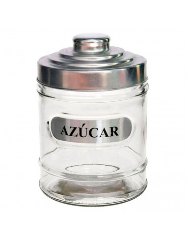 Set de azucarero y tarro para café de cristal 700 ml, botes para azúcar y café transparentes con tapa de aluminio 14,5 x 10 cm,