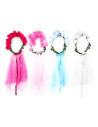 Tradineur - Diadema Hawaiana con ramas mojas y velo con una caída de 75 cm - Ideal para toda fiesta de Halloween o Carnaval - Ro