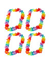 Tradineur - Pack de 4 Collares de flores hawaianas grandes multicolor - Diámetro aprox: 32 cm - Ideal para disfraces en fiestas,