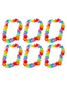 Tradineur - Pack de 6 Collares de flores hawaianas pequeñas multicolor - Diámetro aprox: 32 cm - Ideal para disfraces en fiestas