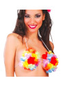Tradineur - Pack de 3 sostenes hawaianos con flores - Ideal para fiestas de disfraces como carnaval o Halloween - Ø 14 x 6 cm -