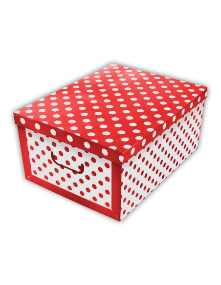 Tradineur - Caja de cartón con asas plegable - Diseño lunares - Almacenamiento, organizador de ropa, juguetes, libros - 51 x 37 Tradineur - Caja de cartón con asas plegable - Diseño lunares - Almacenamiento, organizador de ropa, juguetes, libros - 51 x 37