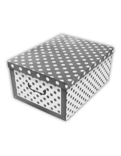 Tradineur - Caja de cartón con asas plegable - Diseño de lunares - Almacenamiento, organizador de ropa, juguetes - 51 x 37 x 24