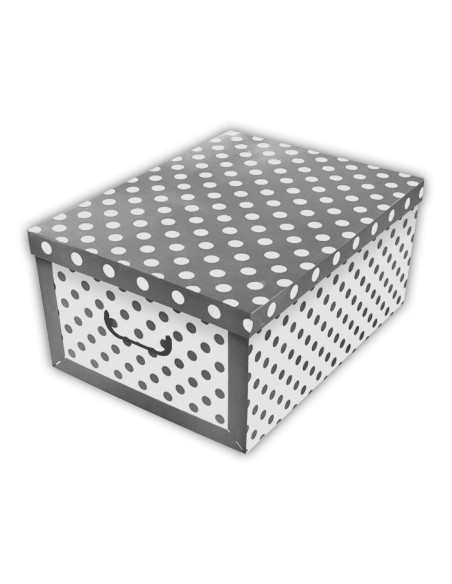 Tradineur - Caja de cartón con asas plegable - Diseño de lunares - Almacenamiento, organizador de ropa, juguetes - 51 x 37 x 24 Tradineur - Caja de cartón con asas plegable - Diseño de lunares - Almacenamiento, organizador de ropa, juguetes - 51 x 37 x 24