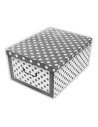 Tradineur - Caja de cartón con asas plegable - Diseño de lunares - Almacenamiento, organizador de ropa, juguetes - 51 x 37 x 24