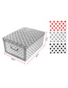 Tradineur - Caja de cartón con asas plegable - Diseño de lunares - Almacenamiento, organizador de ropa, juguetes - 51 x 37 x 24
