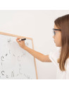 Tradineur - Pizarra blanca con marco de madera, incluye rotulador, fácil de borrar, ligera, ideal para colegios, tiendas, hogare
