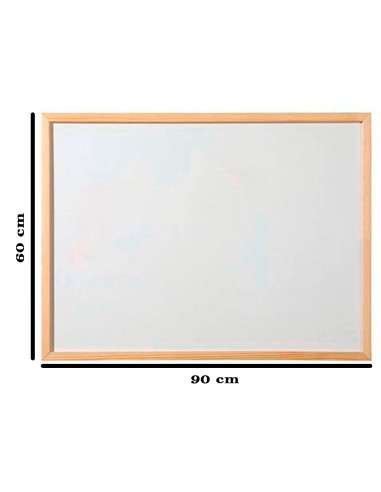 Tradineur - Pizarra blanca con marco de madera, incluye rotulador, fácil de borrar, ligera, ideal para colegios, tiendas, hogare
