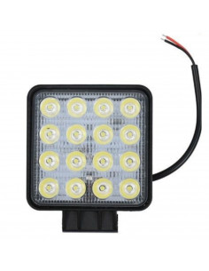 Faro cuadrado agrícola led de largo alcance, con potencia 12-80V, y de 10,6 x 12,5 x 3 cm. Luz para vehículos, con tornillos par