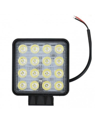 Faro cuadrado agrícola led de largo alcance, con potencia 12-80V, y de 10,6 x 12,5 x 3 cm. Luz para vehículos, con tornillos par