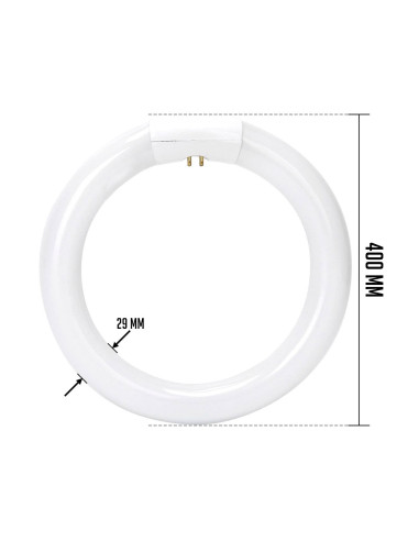 Tradineur - Tubo Fluorescente Círculo T9 - 40W - 230V/50Hz - Luz Fría - 17 Pulgadas - Ø 400 x 29 mm