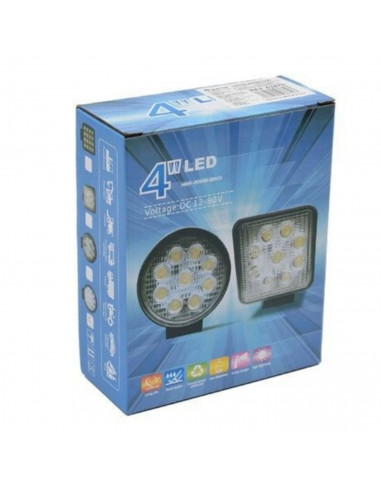 Faro cuadrado agrícola led de largo alcance, con potencia 12-80V, y de 10,6 x 12,5 x 3 cm. Luz para vehículos, con tornillos par