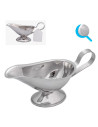 Tradineur - Salsera aladino con asa, acero inoxidable, apta para uso alimentario, recipiente para servir salsas, cocina, 18 cm