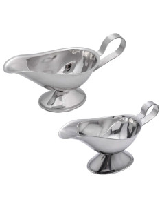 Tradineur - Set de 2 salseras aladino con asa, acero inoxidable, aptas para uso alimentario, recipientes para servir salsas, coc