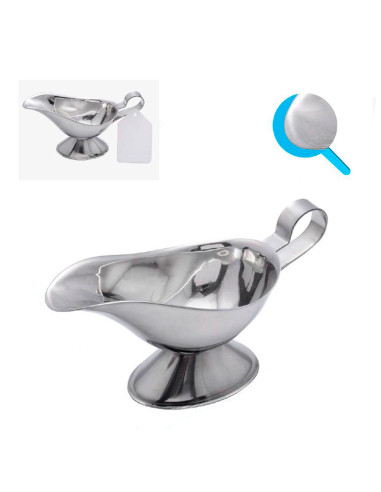 Tradineur - Set de 2 salseras aladino con asa, acero inoxidable, aptas para uso alimentario, recipientes para servir salsas, coc