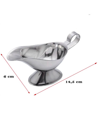 Tradineur - Set de 2 salseras aladino con asa, acero inoxidable, aptas para uso alimentario, recipientes para servir salsas, coc