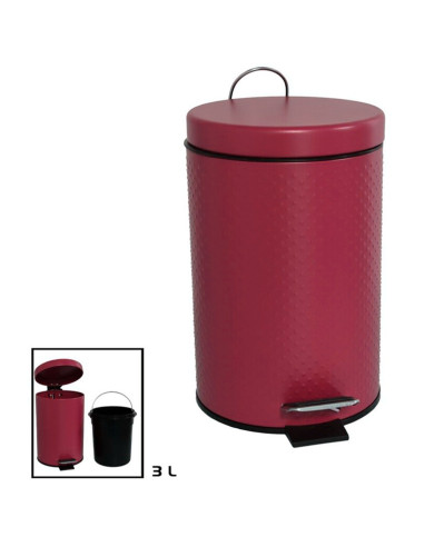 Tradineur - Papelera con pedal y cubo interior extraible, metal y plástico, cubo basura, reciclaje, fácil vaciado, 3 litros, 26