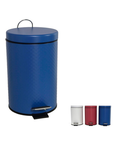 Tradineur - Papelera con pedal y cubo interior extraible, metal y plástico, cubo basura, reciclaje, fácil vaciado, 3 litros, 26