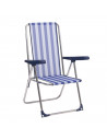 Tumbona de playa plegable a rayas azul y blanco, silla de playa piscina camping, plegable, 115 x 50 x 65 cm