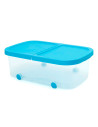 Tradineur - Caja de almacenamiento con ruedas y tapa con doble abertura, plástico, contenedor, juguetes, libros, ropa, mantas, f