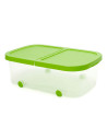 Tradineur - Caja de almacenamiento con ruedas y tapa con doble abertura, plástico, contenedor, juguetes, libros, ropa, mantas, f