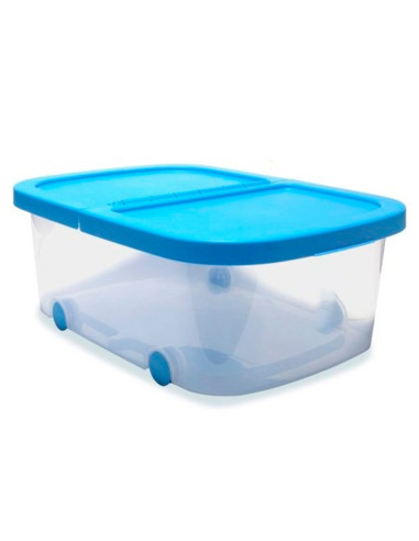 Tradineur - Caja de almacenamiento con ruedas y tapa con doble abertura, plástico, contenedor, juguetes, libros, ropa, mantas, f