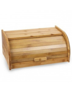 Panera de bambú con persiana corredera, bandeja de pan de bambú, caja de pan enrollable, contenedor de pan con tapa enrollable,