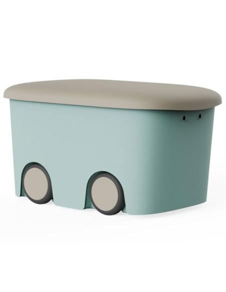 Tradineur - Caja de almacenamiento infantil con ruedas y tapa, plástico, contenedor, almacenaje juguetes, libros, ropa, mantas, Tradineur - Caja de almacenamiento infantil con ruedas y tapa, plástico, contenedor, almacenaje juguetes, libros, ropa, mantas,