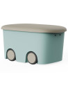 Tradineur - Caja de almacenamiento infantil con ruedas y tapa, plástico, contenedor, almacenaje juguetes, libros, ropa, mantas,