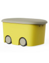 Tradineur - Caja de almacenamiento infantil con ruedas y tapa, plástico, contenedor, almacenaje juguetes, libros, ropa, mantas,