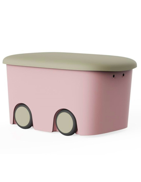Tradineur - Caja de almacenamiento infantil con ruedas y tapa, plástico, contenedor, almacenaje juguetes, libros, ropa, mantas, Tradineur - Caja de almacenamiento infantil con ruedas y tapa, plástico, contenedor, almacenaje juguetes, libros, ropa, mantas,