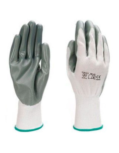 Tradineur - Pack de 6 pares de guantes de trabajo, poliéster y nitrilo resistente, protección mecánica, bricolaje, seguridad, ja