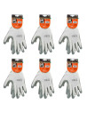 Tradineur - Pack de 6 pares de guantes de trabajo, poliéster y nitrilo resistente, protección mecánica, bricolaje, seguridad, ja