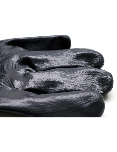 Tradineur - Pack de 6 pares de guantes de trabajo, poliéster y nitrilo resistente, protección mecánica, bricolaje, seguridad, ja