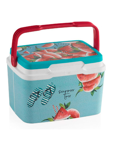 Tradineur - Nevera portátil rígida decorada con asa, polipropileno, porta alimentos y bebidas para playa, acampada, fabricada en
