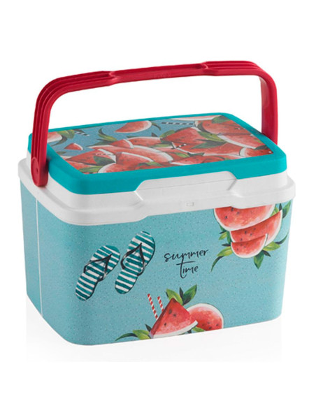 Tradineur - Nevera portátil rígida decorada con asa, polipropileno, porta alimentos y bebidas para playa, acampada, fabricada en
