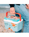 Tradineur - Nevera portátil rígida decorada con asa, polipropileno, porta alimentos y bebidas para playa, acampada, fabricada en