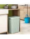 Tradineur - Cesto para ropa sucia con asas y tapa, pongotodo rattan de plástico, cubo para colada, imitación mimbre, fabricado e