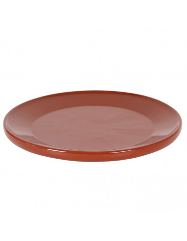 Tradineur - Plato para churrasco de 28 cm, cerámica marrón, fuente redonda, servir alimentos, diseño clásico, gran aguante de te