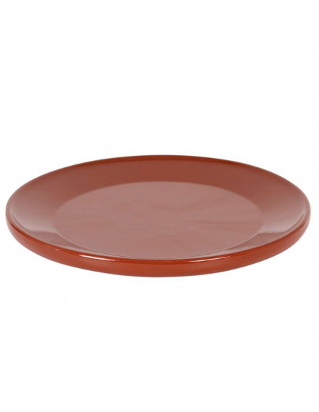 Tradineur - Plato para churrasco de 28 cm, cerámica marrón, fuente redonda, servir alimentos, diseño clásico, gran aguante de te