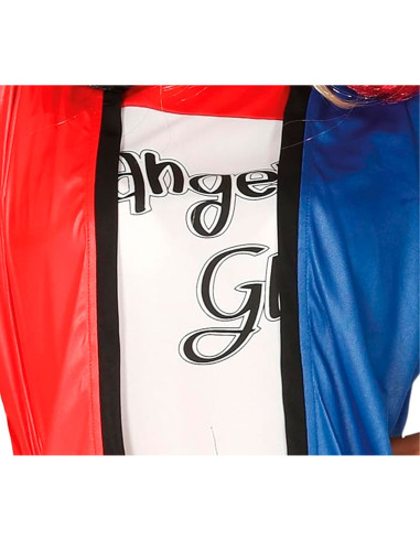 Tradineur - Disfraz de dangerous girl para adolescente, Harley Quinn, poliéster, incluye chaqueta con camiseta y pantalón, atuen